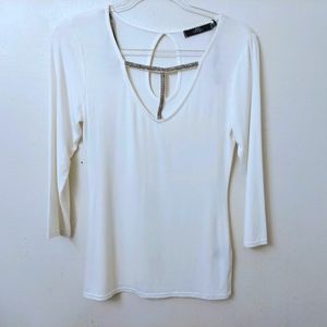 BKE Boutique Top Cream Size Small 3/4 Sleeves